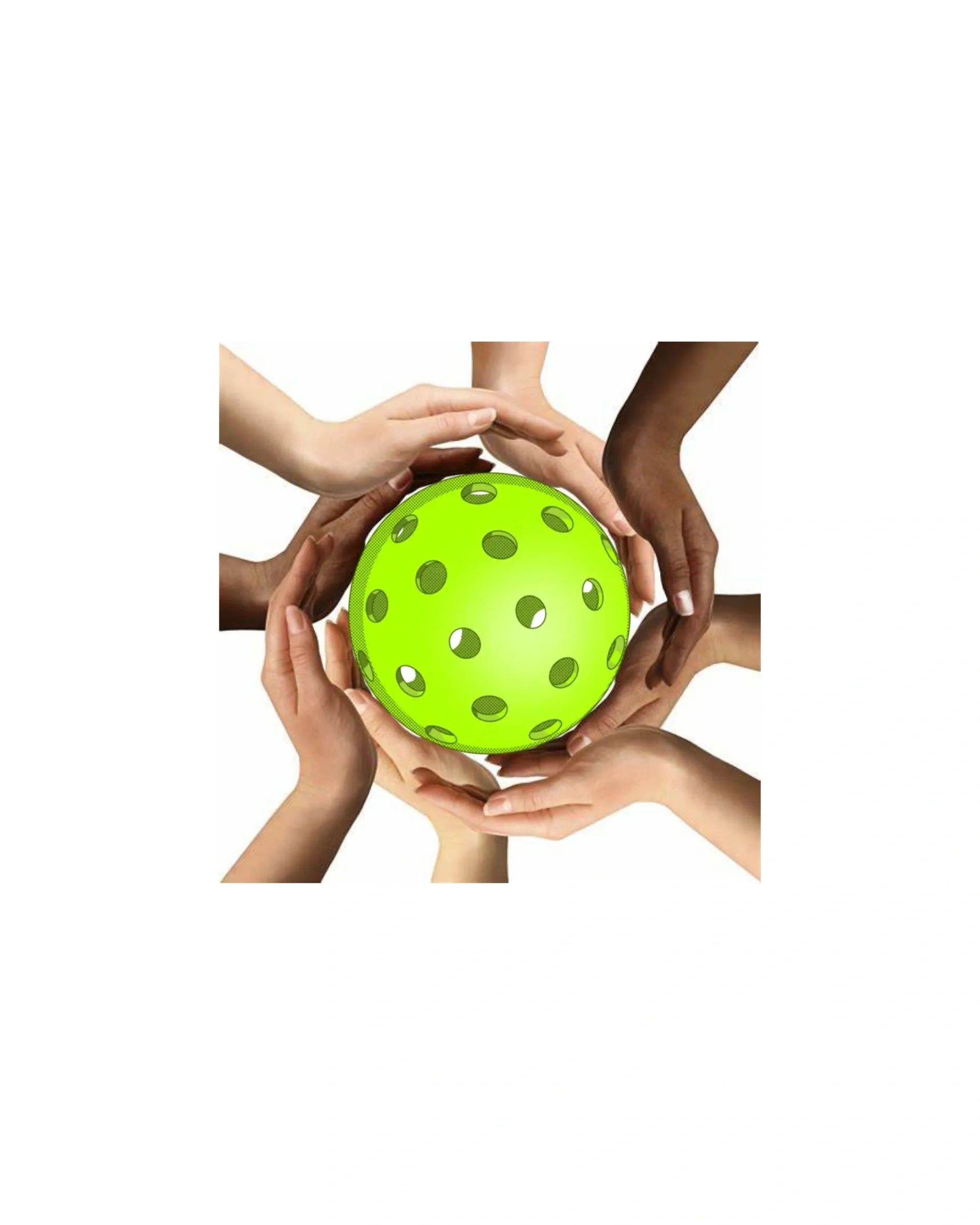 Hands holding a pickleball