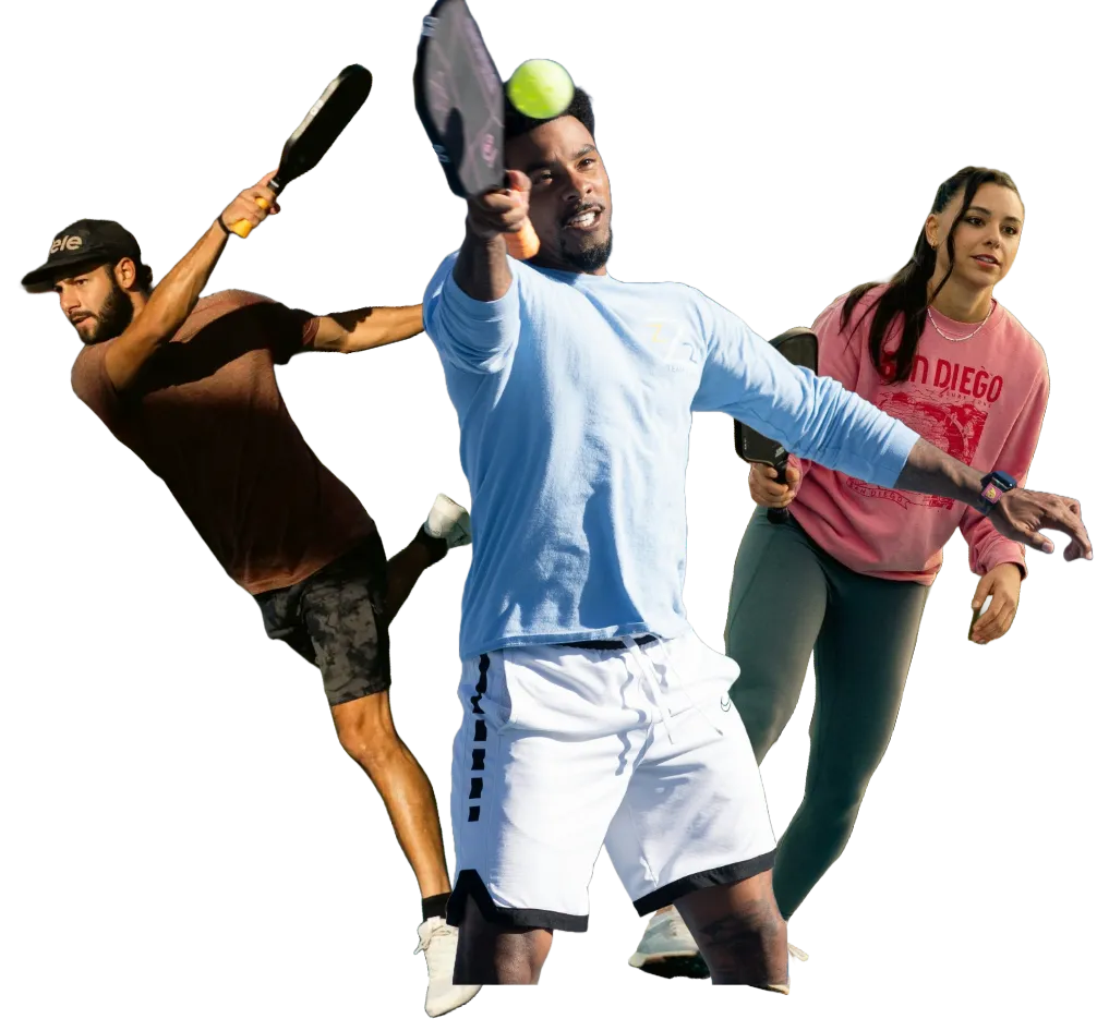 3 pickleball players